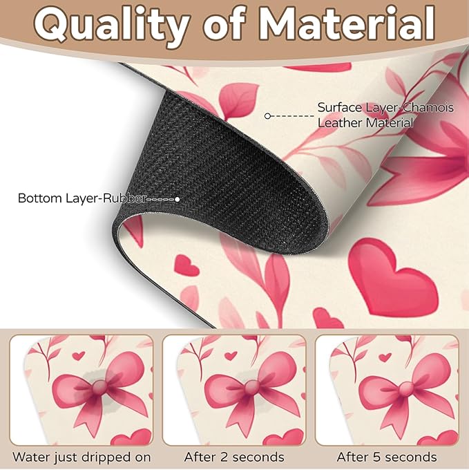 1 PC 15.4*5.7 Inch Absorbent Faucet Mat for Kitchen Sink Splash Guard Fast Drying Kitchen Faucet Mat for Bathroom Kitchen Bow Tie