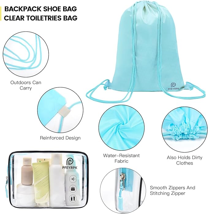 PFEYRPK Lightweight Compression Packing Cubes for Suitcases, Compressible Expandable Travel Packing Organizer with Clear Toiletry Bag and Backpack, 7 Set Travel Essentials for Carry-on Luggage