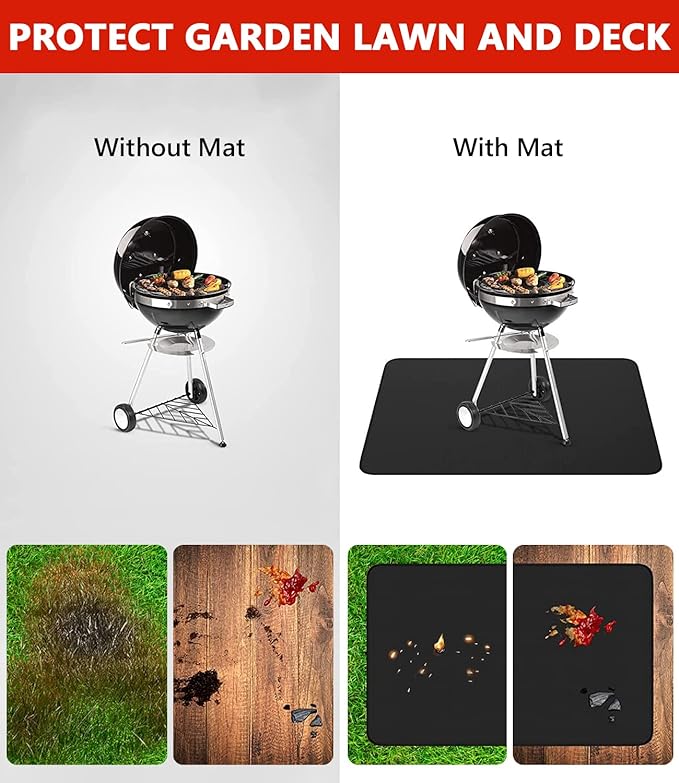 Protebox 60 x 40 inch Under Grill Mats for Outdoor Grill, Double-Sided Fireproof Deck and Patio Protector Mat, Waterproof Oil-Proof BBQ Floor Pad Indoor Fire Pit Fireplace Mat (0.9mm)