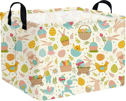 Rectangular Cute Easter basket,Easter basket empty,Storage Basket for baby Bedroom,Toy Gift Organizerm,Kids Storage Bin,Gift baskets,Easters Home Decor(Cute Easter eggs)