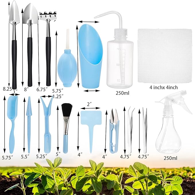 TOPZEA 23 Pack Succulent Tool Set, 2 Pack 39.4" Plant Repotting Mat Indoor Transplanting Tool Supplies Miniature Bonsai Hand Tool Kit with Plant Potting Mat, Garden Mini Gardening Tools for Plant Care