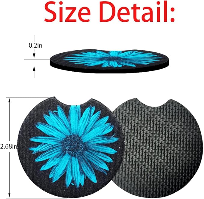 Moly Magnolia 2 Pack Car Coasters for Drinks Absorbent - 2.75 Inch Cute Car Cup Holder Coasters for Women, Removable Cup Holder Coaster for Women Girls, Car Interior Accessories (Style A)