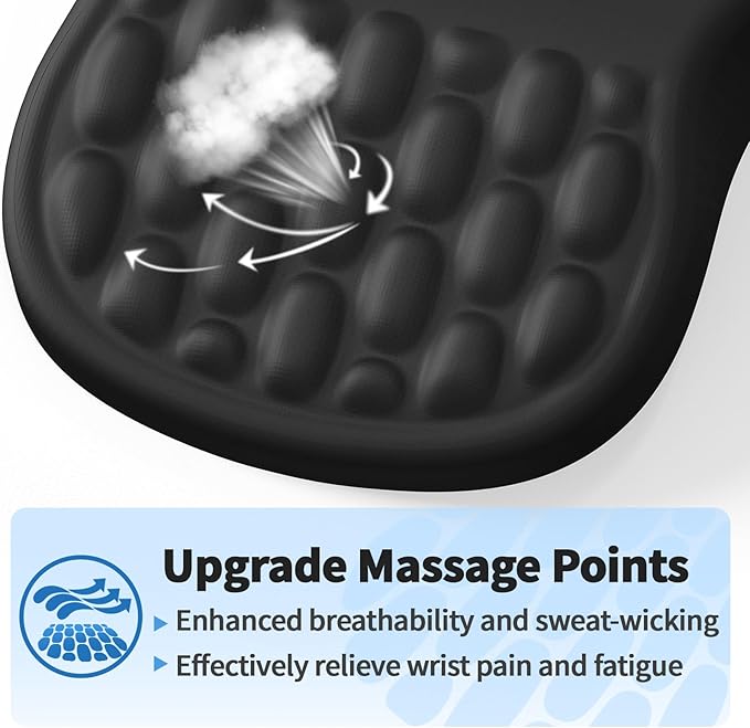 YIWEI Ergonomic Mouse Pad with Wrist Rest - Comfortable Office Mousepad with Memory Foam Wrist Support for Carpal Tunnel Relief, Mouse Pads with Non-Slip Base for Gaming and Home (Black)