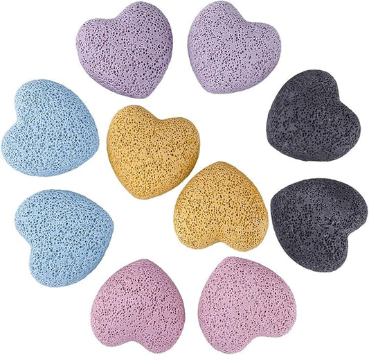 rockcloud Colorful Lava Rock Stone Heart Shape Pocket Stones Dyed Lava Rocks Aromatherapy Essential Oil Diffuser Set, 0.9 Inch, 10 Pcs
