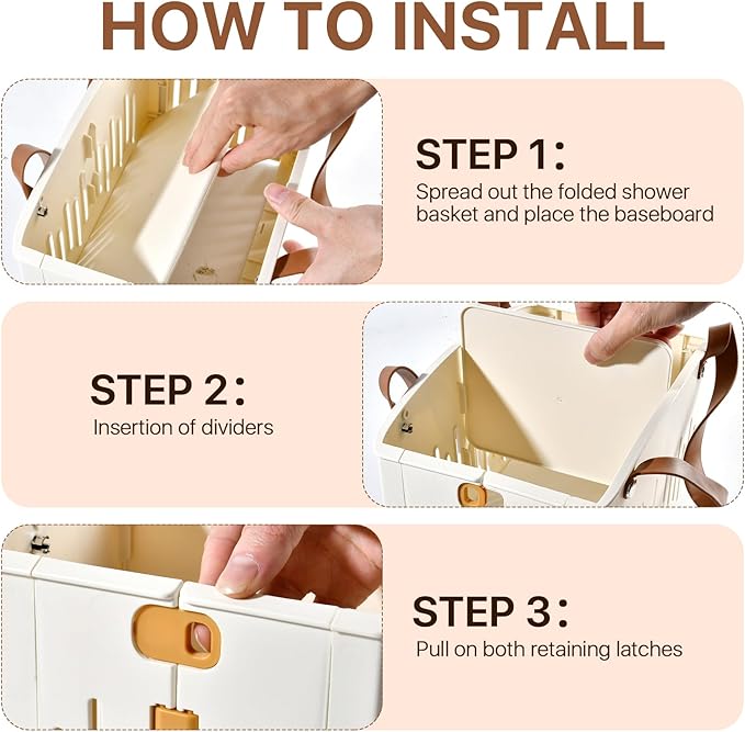 Shower Caddy Portable Collapsible Caddy Organizer with Handle Plastic Tote Bin for Bathroom Kitchen Cleaning College Dorm Room Essentials Travel Shower Storage Baskets for Beach Gym Camping