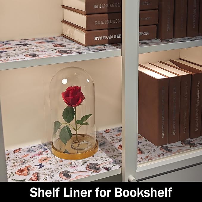 Mushroom Shelf Liners Non Adhesive 12IN x 20FT and Strong Non-Slip Shelf and Drawer Liners for Kitchen Cabinet Wire Fridge, Waterproof Shelf Drawer Liner,Easy to Clean