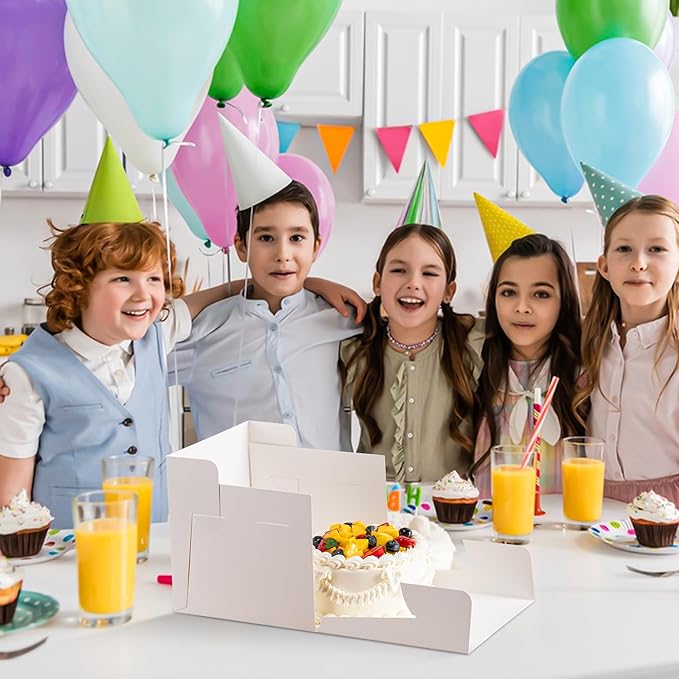 10 Pack Cake Boxes 12 Inch, 12x12x8 Inches Tall Cake Large Box, Disposable Cakes Transport Containers with Lids, Bakery Boxes with Large Window,for Cookies Pies Cupcakes Pastry-Wedding, Birthday,Party