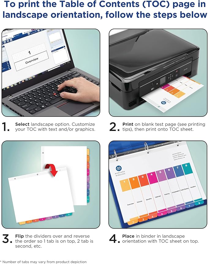 Avery Jan-Dec Dividers for 3 Ring Binders, 12 Tabs per Set, Customizable Table of Contents, Multicolor Tabs, Great for Organizing Reports, Projects, and More (11127)