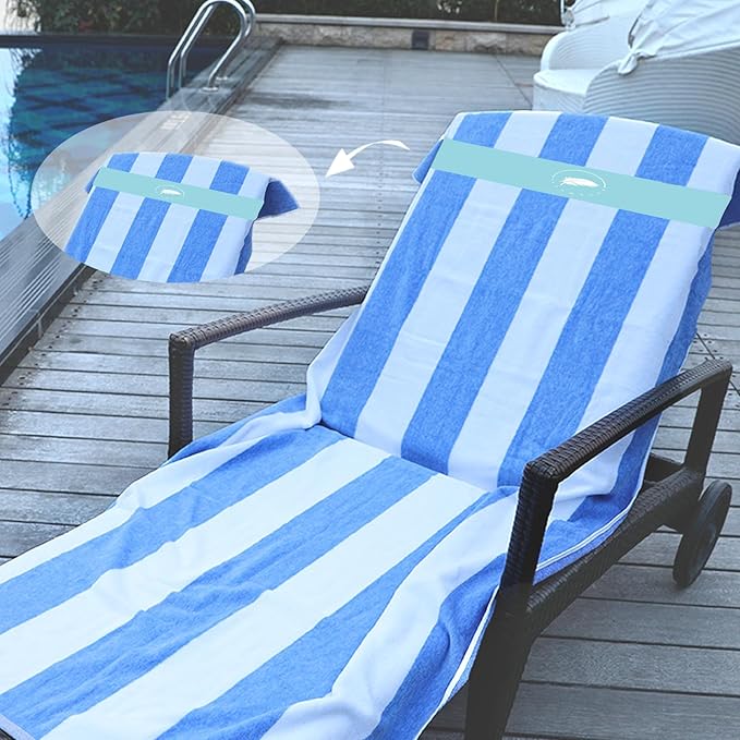 Towel Bands (6 Pack) - Stretch Beach Towel Clips for Beach Cruise Pool Chairs, Lounge Towel Holder Elastic, Cruise Ship Essentials (Blue & Cyan & Pink)