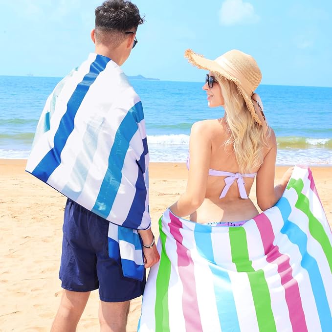 Exclusivo Mezcla Microfiber Quick Dry Beach Towel, Large Lightweight Sandfree Pool Towel for Swimming Camping Travel with Bag (Multicolor, 30x60 Inches)