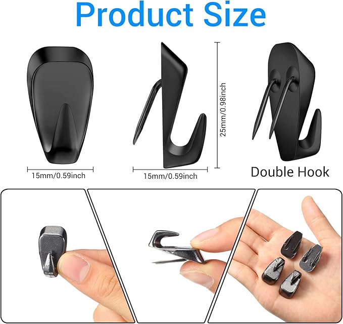LEIFIDE Cubicle Hooks Fabric Panel Wall Hooks Cubicle Clips Picture Hangers for 40 Lbs Office Home Kitchen Room Board Hanging Supplies (Black,40 Pieces)