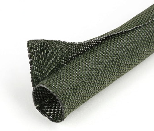 1/8 inch Split Braided Cable Management Sleeve for USB Cable Power Cord Audio Video Cable, Wire Loom Cord Protector from Cat Dog Chewing (Dark Green, 25FT)
