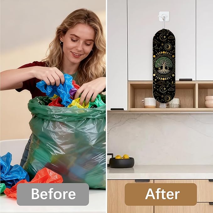 Plastic Bag Holder Dispenser, Tree Plastic Grocery Bag Organizer & Wall Mount Paper Trash Bag Saver Storage for Kitchen Home Pantry Decor, Tree Shopping Bags Storage Dispenser