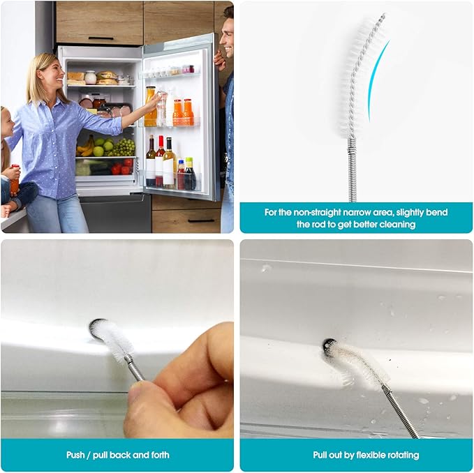 RayTour Extra-Thick Drain Brush with Stronger Spring 61-Inch Stainless Steel and Nylon Pipe Cleaner for Flexible, Curved & Slim Holes, Stronger Spring Version