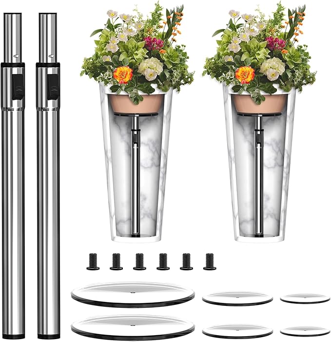 Hazztoll Adjustable Plant Risers, 2 Set Rise Plant Risers for Pots Outdoor, Metal Lift Insert for Tall Taper Flower Pots (6" 8" 10" Base or Top)