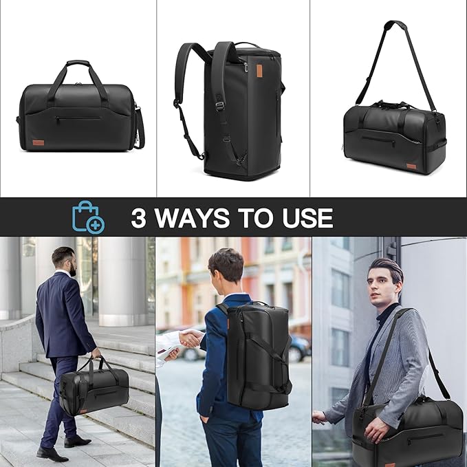 Garment Bags for Travel, 45L Carry-on Convertible Garment Duffle Bag for Men and Women - 3-in-1 Hanging Suit Travel Bag with Shoulder Strap
