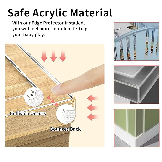 1.57 in x 9.84 FT, Corner Protector Baby, Clear Edge Protector Strip, Sharp Edge Wrap Cover Tape, Self Adhesive Protective Bumper Guards for Cabinet Door, Desk, Glass Table, Bed Furniture and Wall