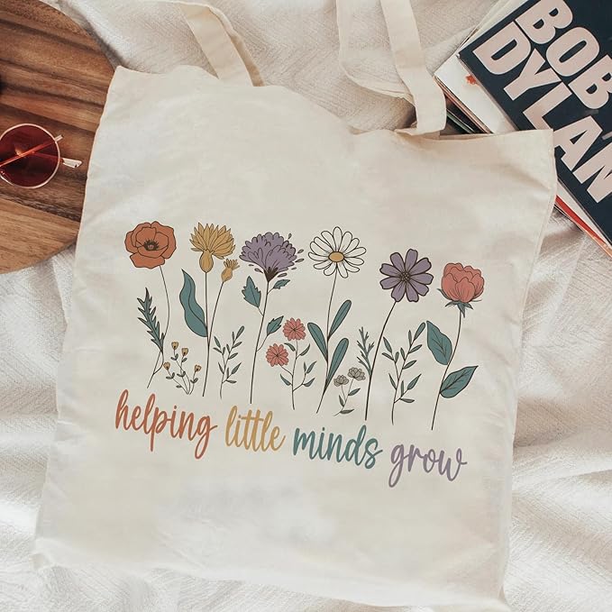 Kimoli Teacher Appreciation Gifts School Canvas Tote Bags Aesthetic Travel Beach Bag Summer Reusable Grocery Shopping Bag