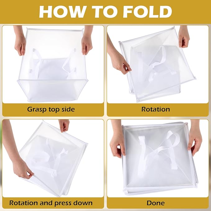 Zopeal 6 Pack Popup Laundry Hamper 13 Inch Collapsible Laundry Baskets with Handles Mesh Clothes Baskets Portable Single Layer Foldable Clothes Hamper Square Bin for Washing, Toy Storage(White)