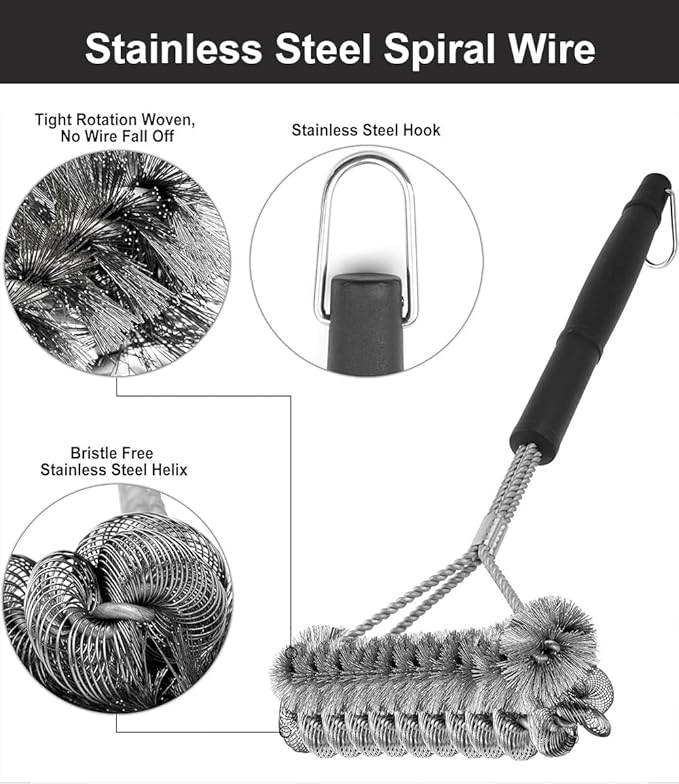 Grill Brush Grill Cleaning Kit, Grill Cleaner BBQ Grill Accessories Grill Rescue Brush Grill Brush Bristle Free, Grill Brush for Outdoor Grill BBQ Brush for Grill Cleaning (T2)