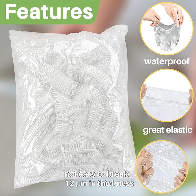MAQIHAN 200 Bowl Covers Bread Proofing - Extra Large Plastic Wrap for Food Sourdough Bread Baking Rising Elastic Reusable Plate Covers Outdoor Food Fresh Keeping Bags Shower Cap Hair Deep Conditioning