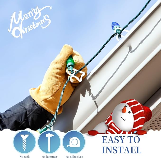 Holiday Light Clips Christmas Light Clips Outdoor Hang Gutter Hooks for Christmas Decoration String Lights Weatherproof Outdoor Lights Clips for Halloween Xmas (100 Pieces)