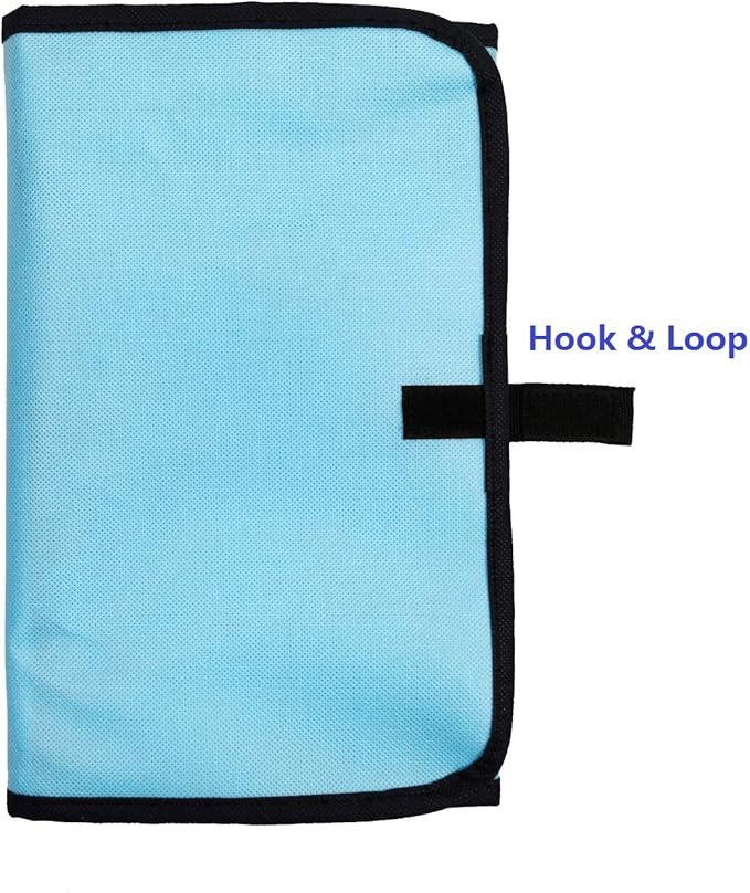 Travel Foldable Jewelry Rolls Bag Hanging Jewelry Organizer with 9 Zippered Clear Pockets Storage Pouch with Rotatable Hanger (BLUE)