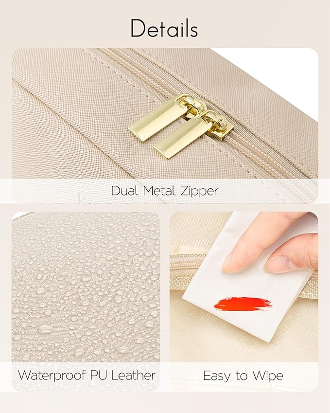 Vlando Small Makeup Bag,Makeup Pouch,Travel Makeup Organizer Bag Valentines Gifts for Women Purse Travel Accessories Toiletry Bag Skincare Bag-White