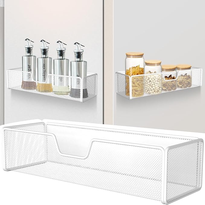 Magnetic Basket Organizer Holder for Fridge Magnetic Shelf Magnetic Storage Bin Box Containers for Refrigerator Whiteboard Classroom Magnetic Organizer