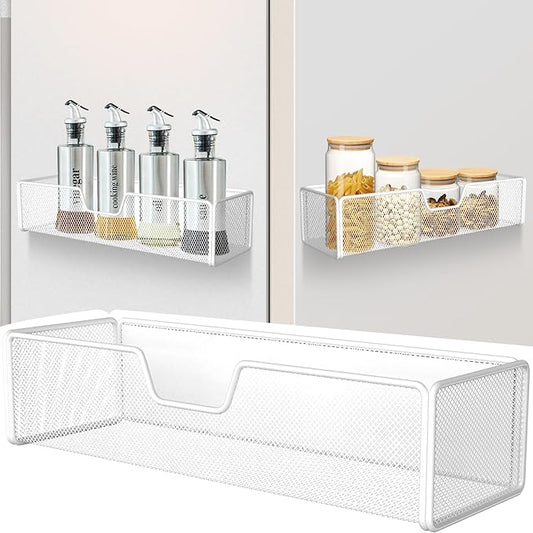 Magnetic Basket Organizer Holder for Fridge Magnetic Shelf Magnetic Storage Bin Box Containers for Refrigerator Whiteboard Classroom Magnetic Organizer