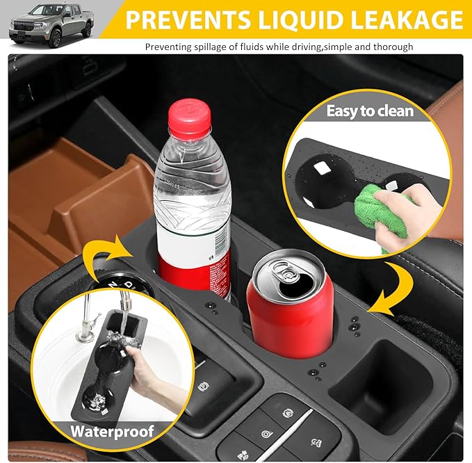 Cup Holder for 2022-2025 Ford Maverick Center Console Cup Holder Insert Silicone Cupholder Coaster Liner for 22-25 Maverick Interior Accessories Black