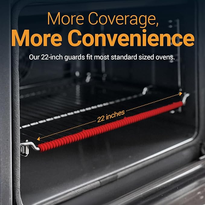 Silicone Oven Rack Shields by Linda’s Essentials (2 Pack) | Heat Resistance Silicone Oven Rack Protectors Guards Against Burns and Scars | 22 Inches Long (Red)