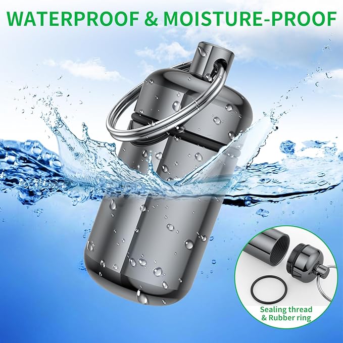 3 Pack Small Pill Box, Airtight Aluminum Alloy Pill Organizer Travel Pill Case for Purse Portable Medicine Box Bottle for Medication, Fish Oil, Supplements Storage