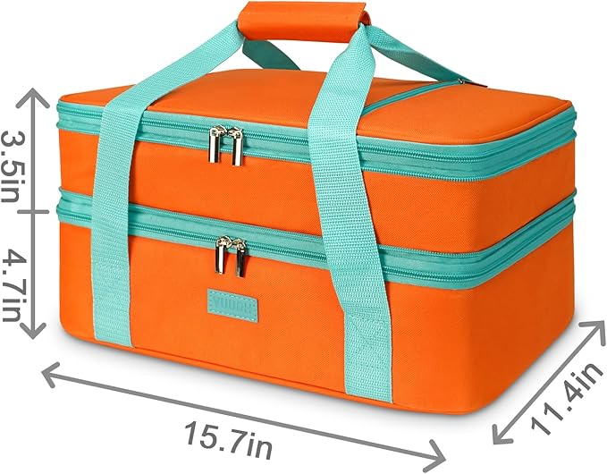 Vuudh Expandable Casserole Carrier Bag - Double Decker Food Bag, Insulated Casserole Carrier for Hot or Cold Food, Lasagna Holder Tote for Picnics, Beaches, Traveling or Gifts