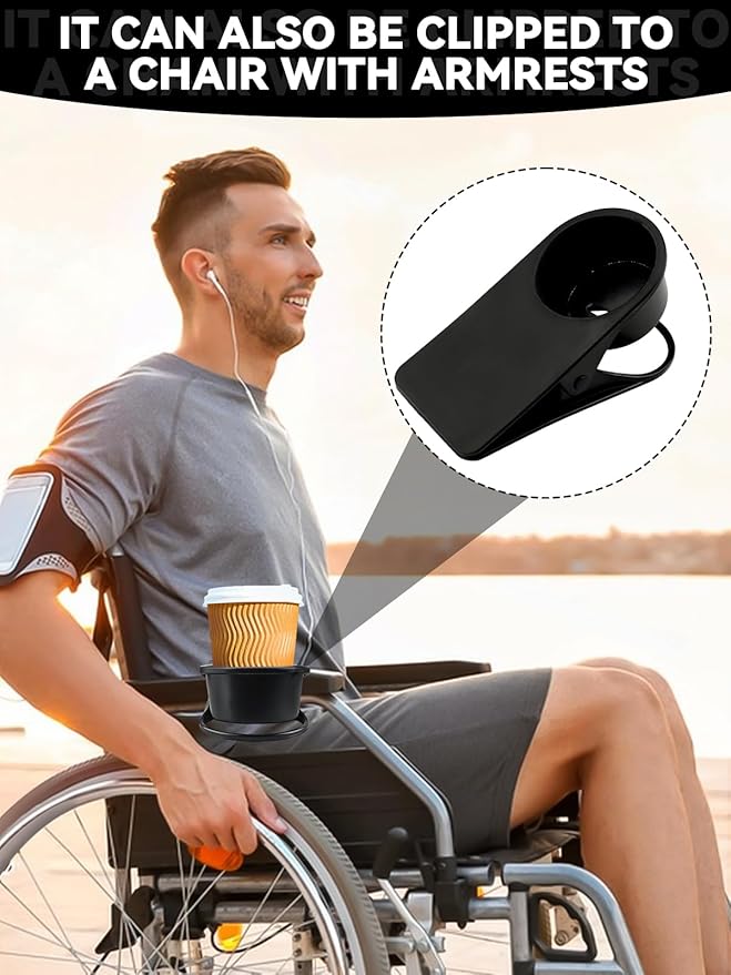 1PCS Drinking Cup Holder, Kalolary Desk Bottle Cup Stand DIY Glass Clamp Storage Saucer Clip Water Coffee Mug Holder Saucer Clip Design for Home & Office, Black