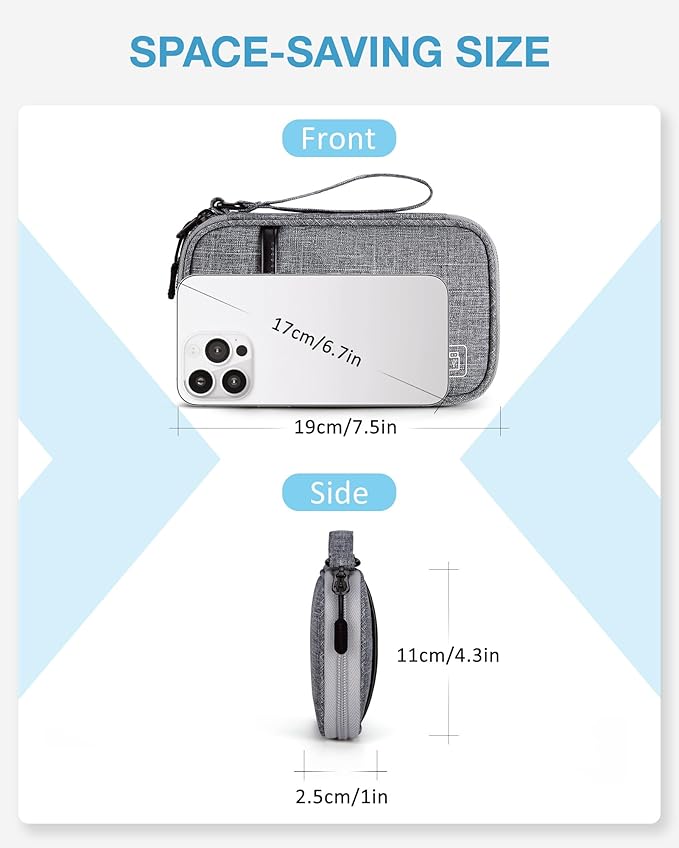 BAGSMART Cord Organizer Travel Cable Organizer Bag Tech Electronic Organizer Travel Case, Travel Essentials for Charger, Cable, Phone, Flash drive, Single Layer - Grey