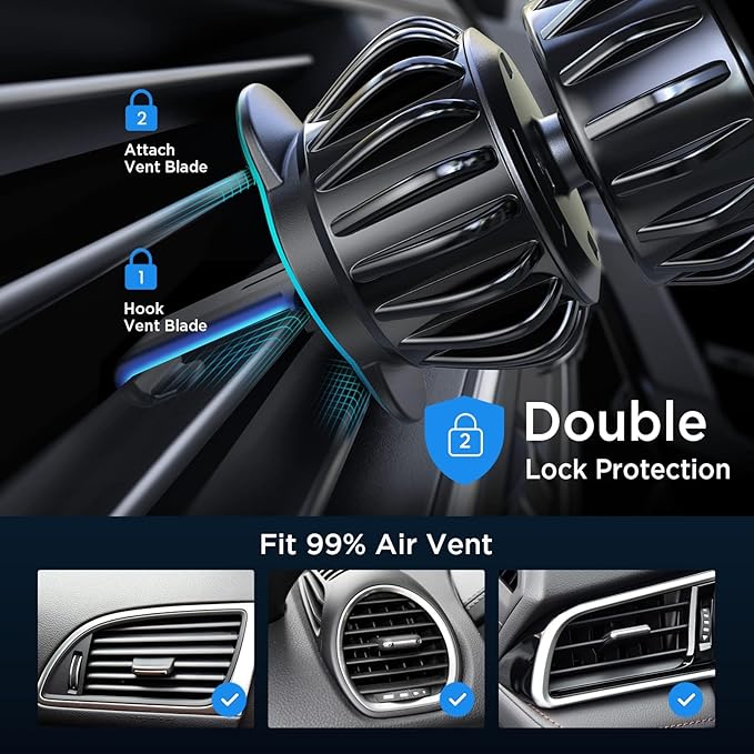 LISEN Magnetic Phone Holder for Car, Upgraded Clip + Ultra 6 Strong Magnets, Phone Magnets for Back of Cell Phone, Soporte de Telefono para carro, Gifts for Women Men, Car Accessories