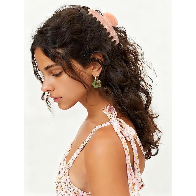 2 Pack Hair Claw Clips Women Large Tortoise Hair Clip French Design Barrettes Celluloid Leopard Print Accessories Jaw Clips for Thick Hair