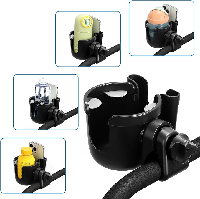 Accmor 2-in-1 Walker Cup Holder with Phone Holder, Wheelchair Cup Holder, Rollator Cup Holder, Cup Phone Holder for Walker, Wheelchair, Rollator, Mobility Scooter