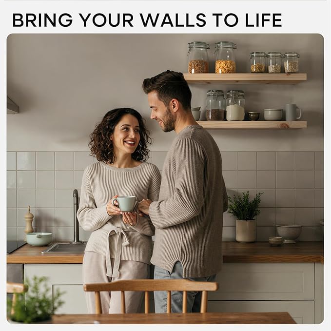 Homeforia 24 inch Natural Floating Shelf, High-End Solid Real Wood 24-inch Small Floating Shelves for Wall Mounted, Natural Wooden Floating Shelves, Heavy Duty Bracket, 24 X 6.5 X 1.75 in, Set of 4
