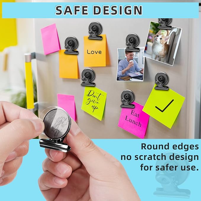 24 Pack Magnetic Clips Fridge Magnets Whiteboard Magnets, Magnet Clips for Teacher Supplies, Refrigerator Magnets for Photo Displays Memo Note