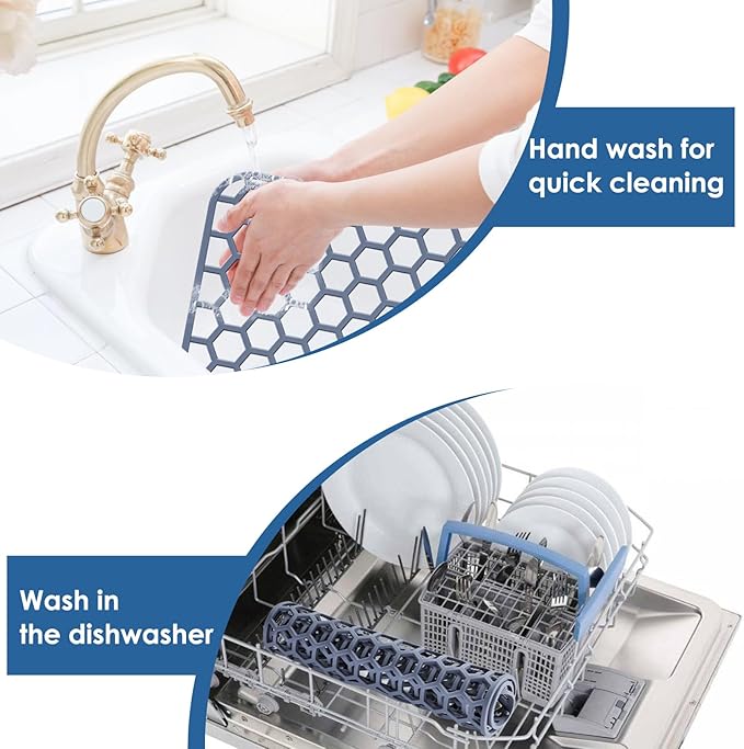 2 Pack 13.7"x 11.7" Silicone Kitchen Sink Protector Mat - Kitchen Grid Accessory, Non-Slip Heat Resistant Sink Grid Dry Mat for Bottom of Porcelain Stainless Steel, Dishwasher Safe