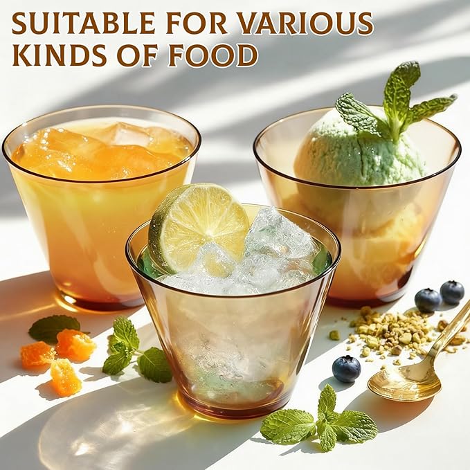 9 oz Clear Plastic Cups Brown Plastic Disposable Cups for Cocktail 50 Pack Fancy Cocktail Cup for Party Stemless Wine Glasses for Party Wedding Graduation Birthday
