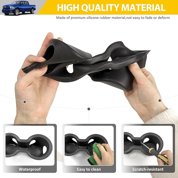 Bucket Seat Cup Holder for 2013-2018 Dodge RAM 1500 2500 3500 & 2019-2024 Classic Models Center Console Cup Holder Insert Cupholder Organizer Coaster Liner Accessories(Bucket Seat Only)