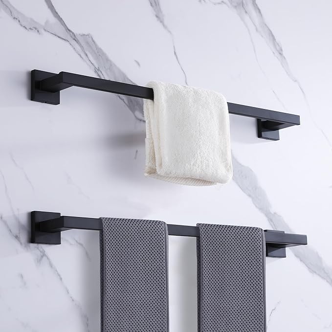LANC Hand Towel Bar for Bathroom Wall Mounted Matte Black 12-Inche Hand Towel Ring Stainless Steel Towel Rods for Kitchen Bathroom Hand Towel Holder Towel Rack Towel Hanger, A9010MB-L3