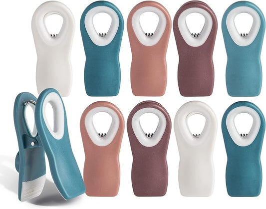 COOK WITH COLOR Bag Clips with Magnet- Food Clips, Chip Clips, Bag Clips for Food Storage with Airtight Seal Grip for Bread Bags, Snack Bags and Food Bags (Teal and Mauve, Pack of 10)