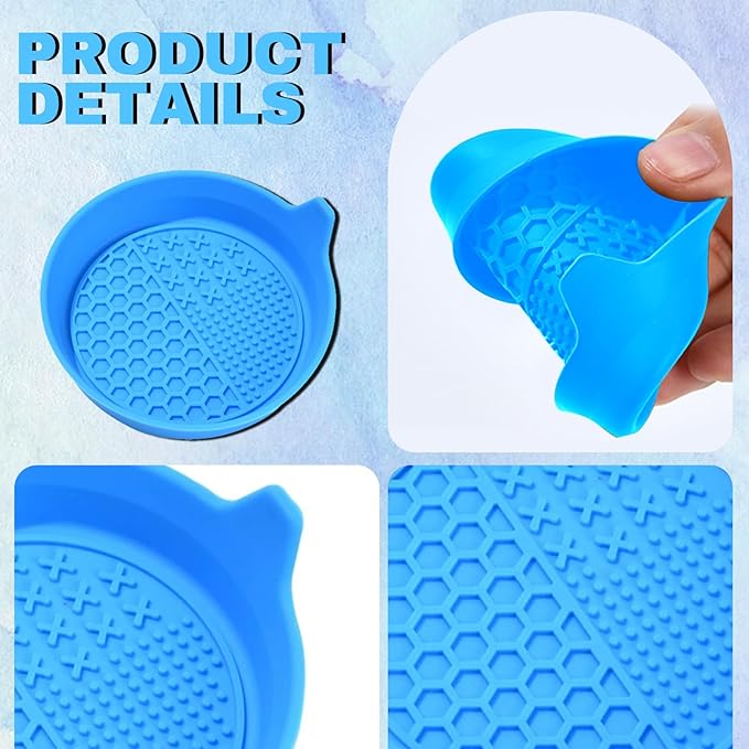 4PCS Car Cup Holder Coaster, Silicone Non-Slip Vehicle Insert Water Bottle Mat, Universal Insulation Drink Cup Pad Decor for SUV/Sedan/Truck, Automotive Interior Accessories (Light Blue)