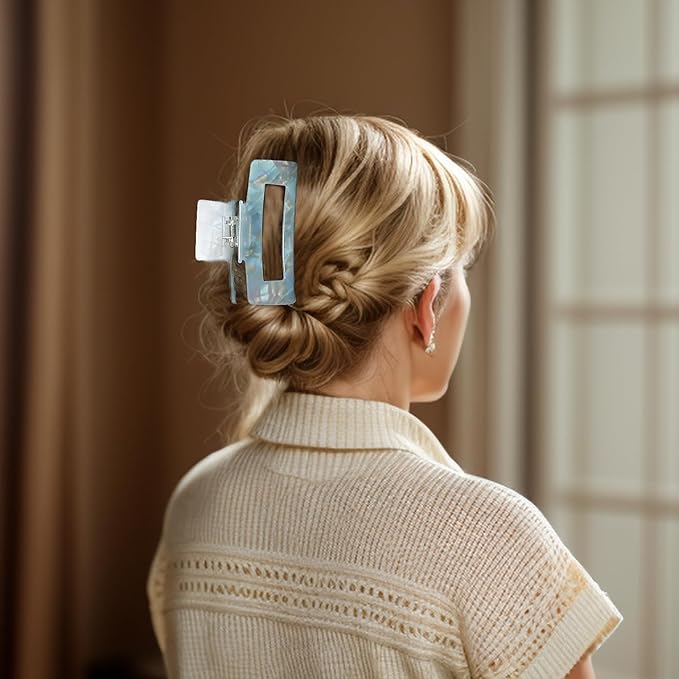 VOCOSTE Hair Caw Clips, Acetic Acid Hair Clips, Tortoise Hair Clips, Large Hair Claw Clips, Hair Barrettes for Women, Blue