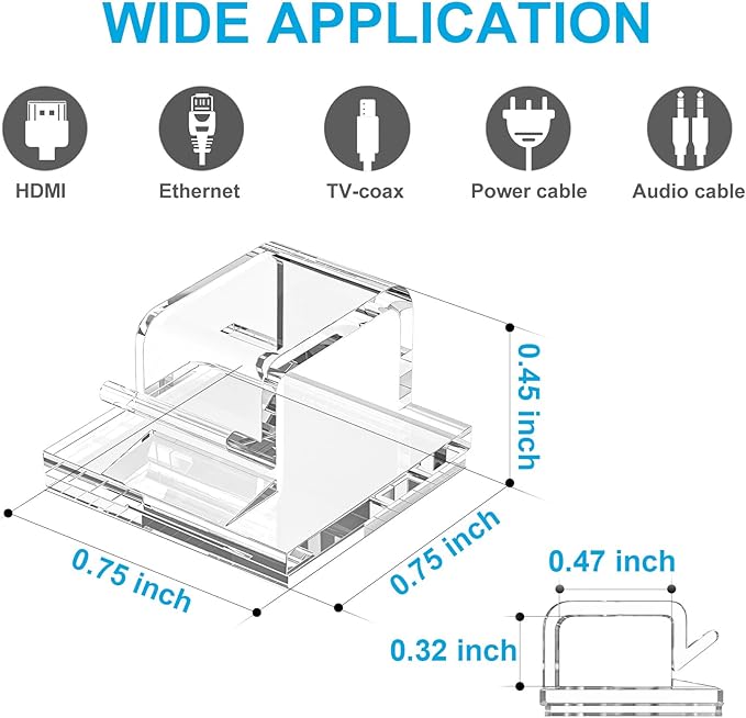 120 PCS Clear Cable Clips, Upgraded Adhesive Cord Clips for Wires on Wall, Christmas Light Clips Wire Clips for Cable Management Cord Organizer, USB, Phone Charger, Cat 6, Car Dash Cam