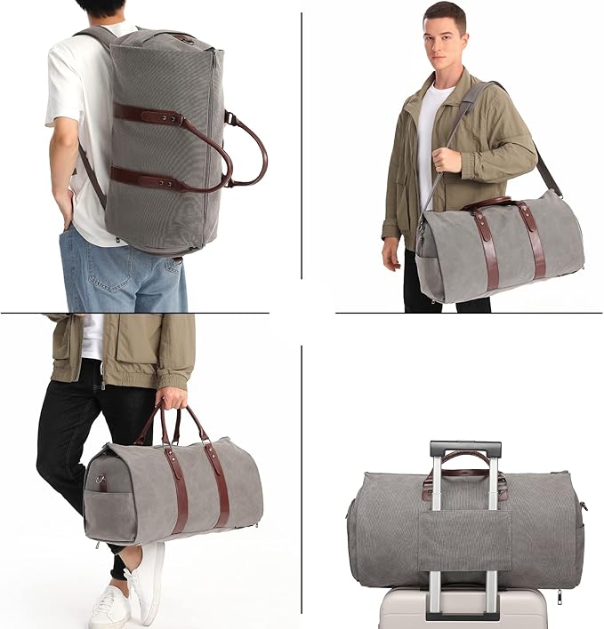 seyfocnia Convertible Travel Garment Bag, Carry-on Garment Duffel Bag for Men Women - 2-in-1 Hanging Suitcase Suit Business Travel Bag